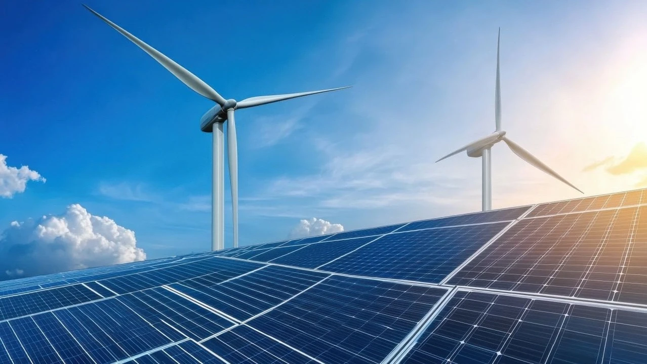 wind turbine and solar panels wind turbine and solar panels